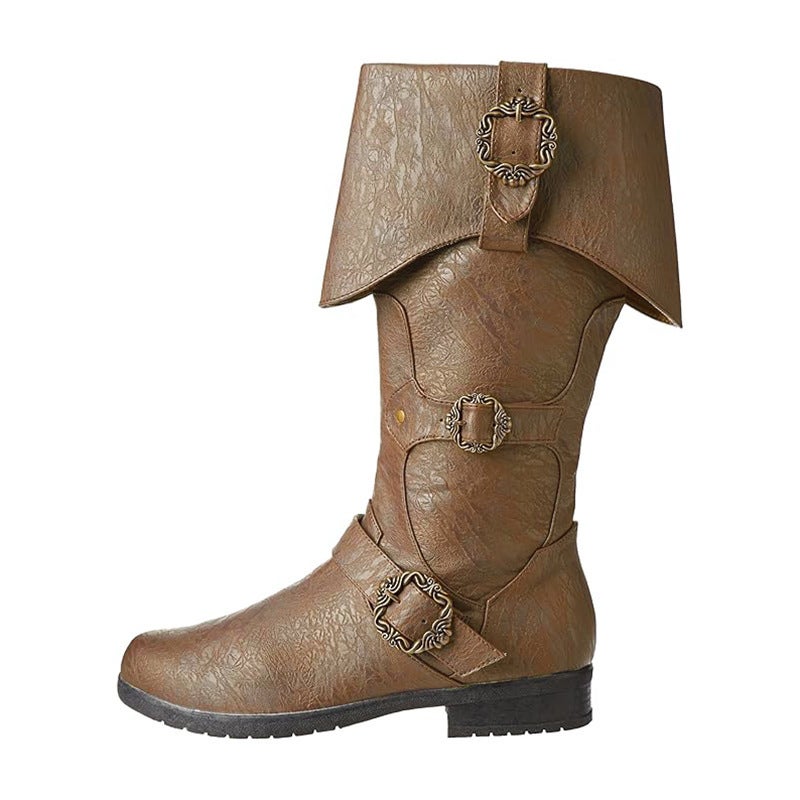 New Trade Europe And America Medieval Viking Viking Renaissance Cosplay Leather Boots - Image 1